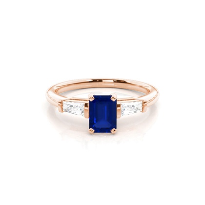 Emerald Rose Gold Gemstone Diamond Rings