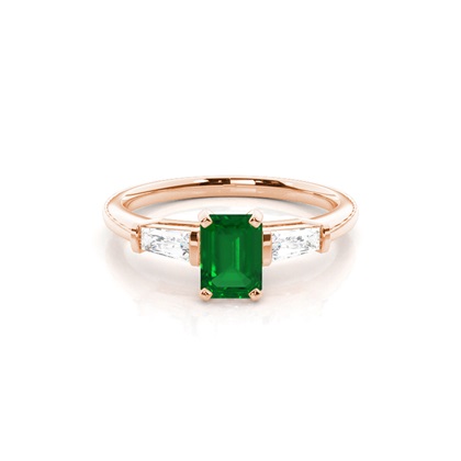 Prong Setting Emerald Side Stone Ring