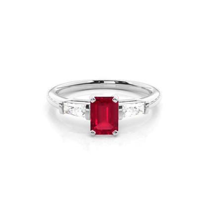 Prong Setting Ruby Side Stone Ring