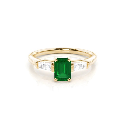 Prong Setting Emerald Side Stone Ring