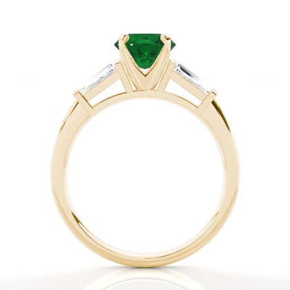 Zinkeneinstellung runder Smaragd-Drei-Stein-Ring