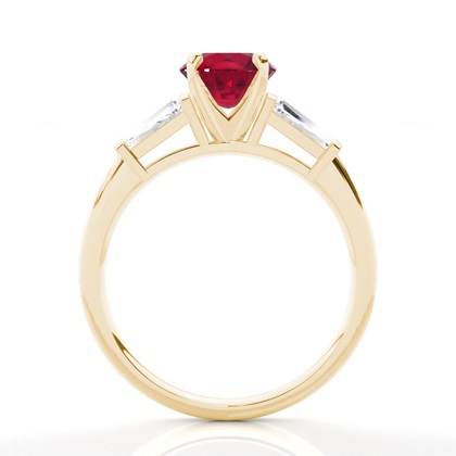 Zinkeneinstellung runder Rubin-Drei-Stein-Ring