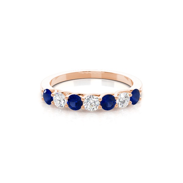 Prong Setting Round Blue Sapphire Half Eternity Ring