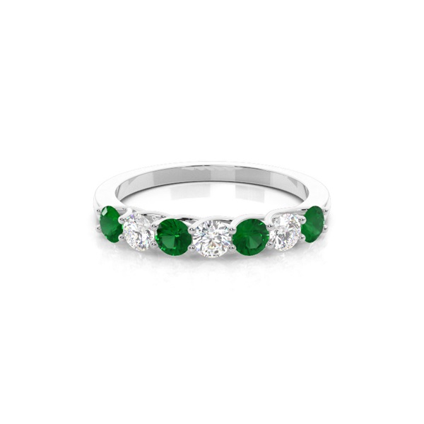 Prong Setting Round Emerald Half Eternity Ring
