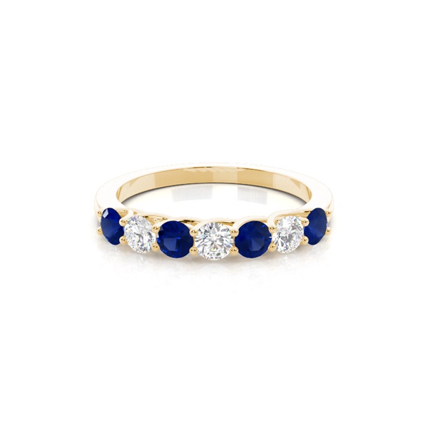 Prong Setting Round Blue Sapphire Half Eternity Ring