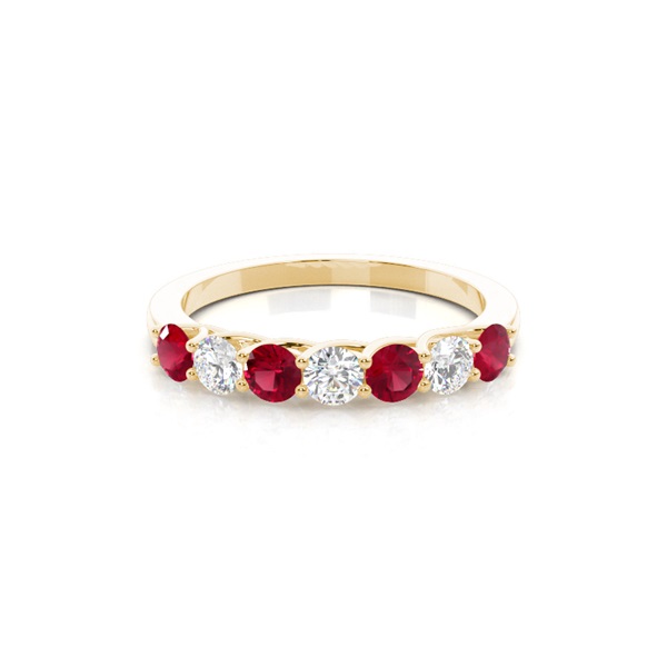 Prong Setting Round Ruby Half Eternity Ring