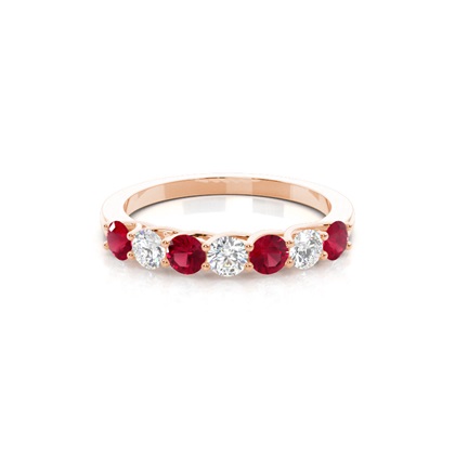 Prong Setting Round Ruby Half Eternity Ring