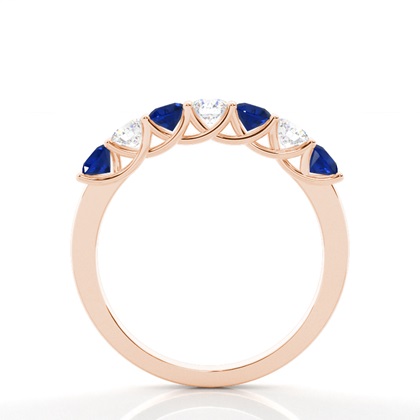 Zinkeneinstellung Runder blauer Saphir-Ring der halben Ewigkeit