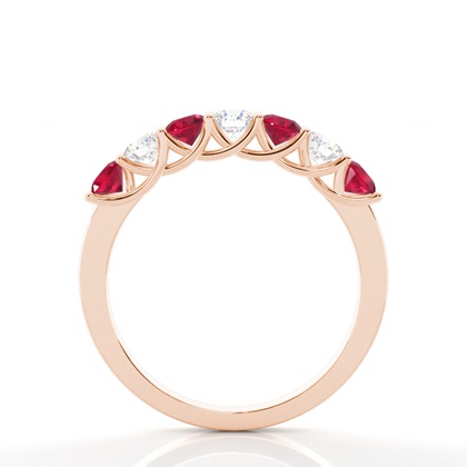Zinkeneinstellung runder Rubinring der halben Ewigkeit