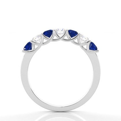 Zinkeneinstellung Runder blauer Saphir-Ring der halben Ewigkeit