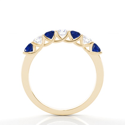 Zinkeneinstellung Runder blauer Saphir-Ring der halben Ewigkeit