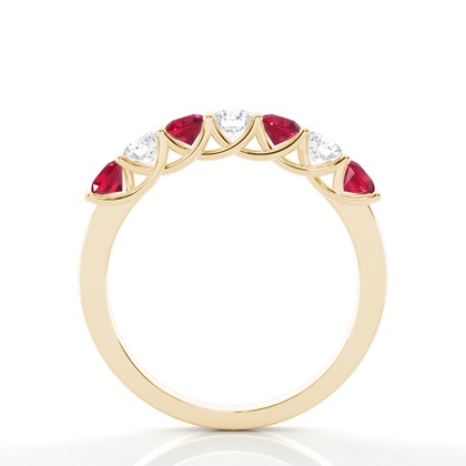 Zinkeneinstellung runder Rubinring der halben Ewigkeit