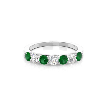 Prong Setting Round Emerald Half Eternity Ring