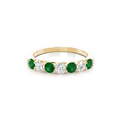 Prong Setting Round Emerald Half Eternity Ring