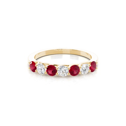 Prong Setting Round Ruby Half Eternity Ring