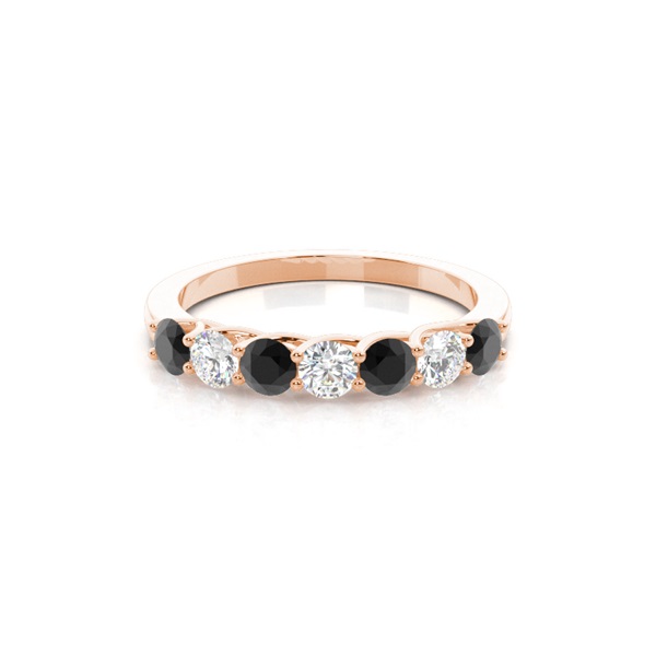 Prong Setting Round Black Diamond Half Eternity Ring