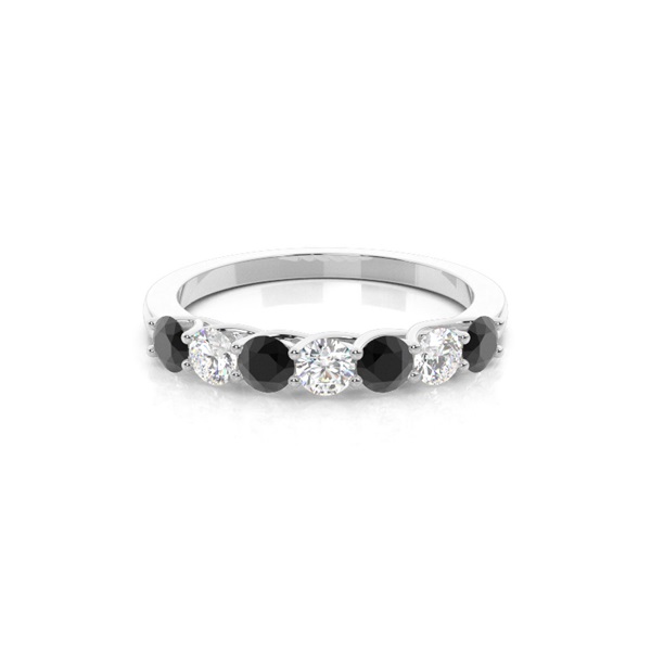 Prong Setting Round Black Diamond Half Eternity Ring