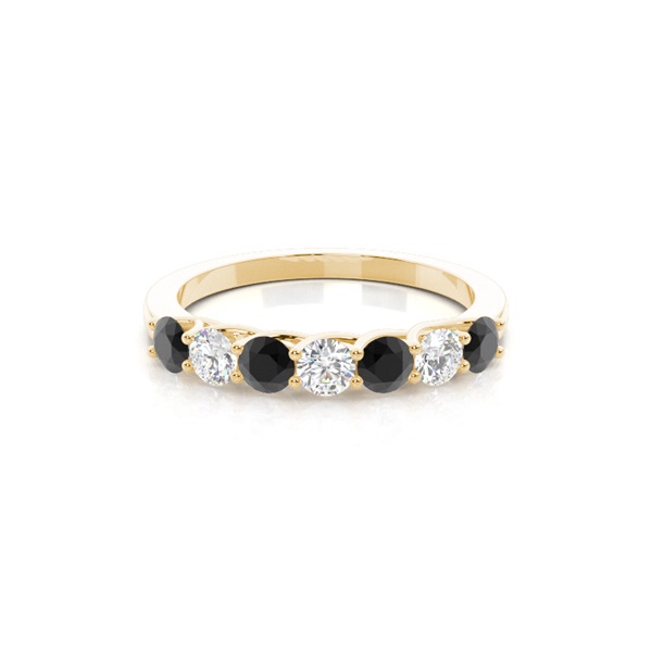 Prong Setting Round Black Diamond Half Eternity Ring