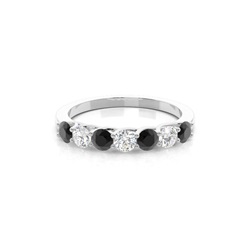 Prong Setting Round Black Diamond Half Eternity Ring