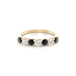 Prong Setting Round Black Diamond Half Eternity Ring