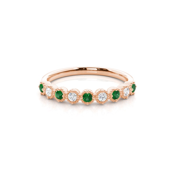 Prong Setting Round Emerald Half Eternity Ring