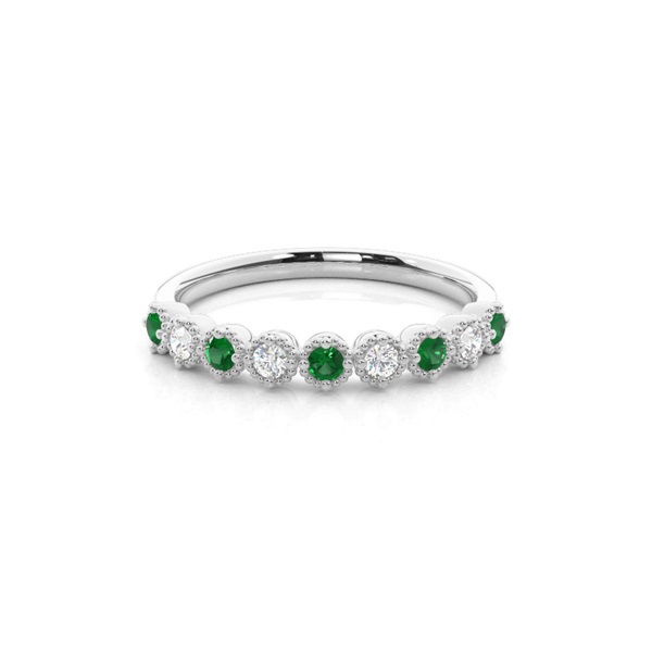 Prong Setting Round Emerald Half Eternity Ring