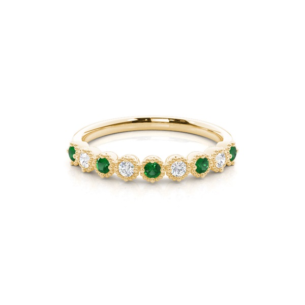 Prong Setting Round Emerald Half Eternity Ring