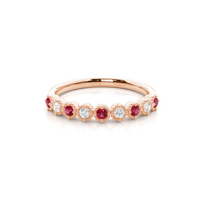 Prong Setting Round Ruby Half Eternity Ring