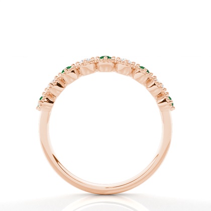 Zinkeneinstellung runder Smaragd halber Ewigkeitsring