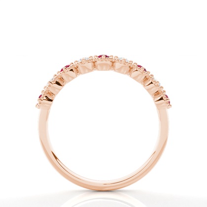 Zinkeneinstellung runder Rubinring der halben Ewigkeit