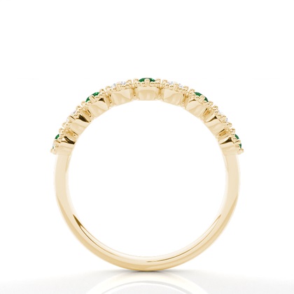 Zinkeneinstellung runder Smaragd halber Ewigkeitsring