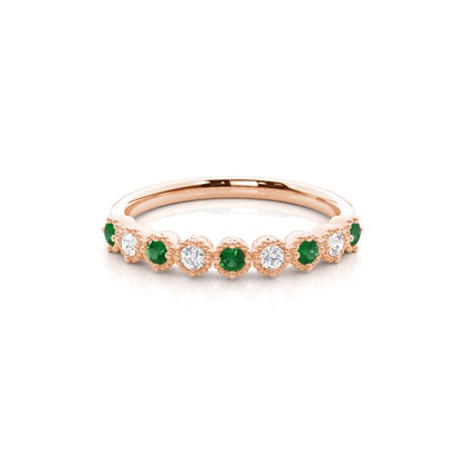 Prong Setting Round Emerald Half Eternity Ring
