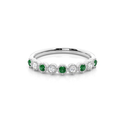 Prong Setting Round Emerald Half Eternity Ring