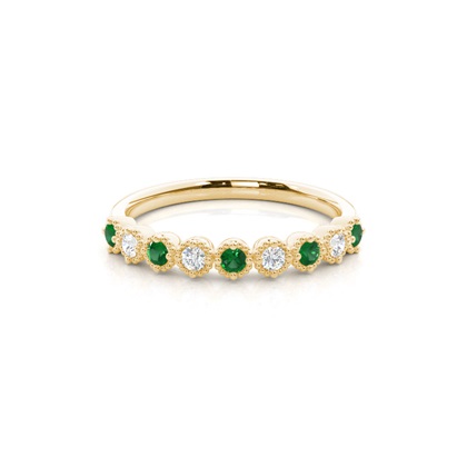 Prong Setting Round Emerald Half Eternity Ring
