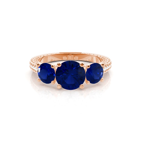 Prong Setting Round Blue Sapphire Vintage Ring