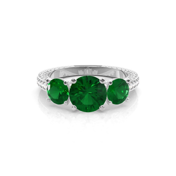 Prong Setting Round Emerald Vintage Ring