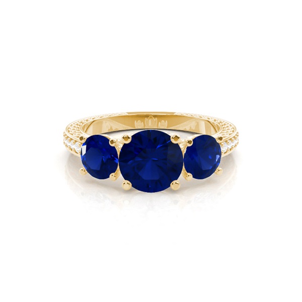 Prong Setting Round Blue Sapphire Vintage Ring