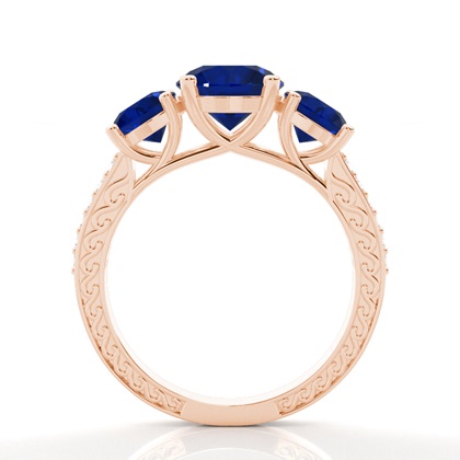 Zinkeneinstellung runder blauer Saphir-Weinlese-Ring