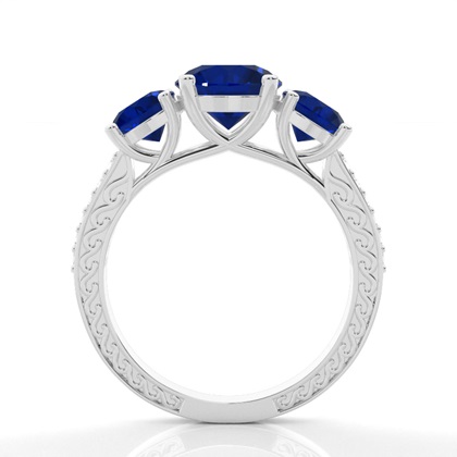 Zinkeneinstellung runder blauer Saphir-Weinlese-Ring