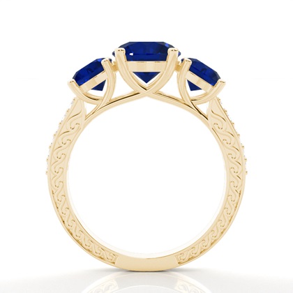 Zinkeneinstellung runder blauer Saphir-Weinlese-Ring