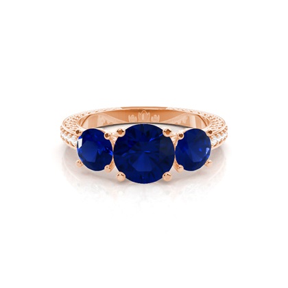 Prong Setting Round Blue Sapphire Vintage Ring