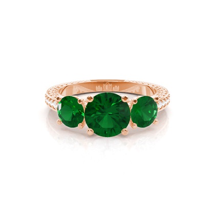 Prong Setting Round Emerald Vintage Ring