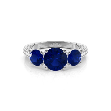 Prong Setting Round Blue Sapphire Vintage Ring