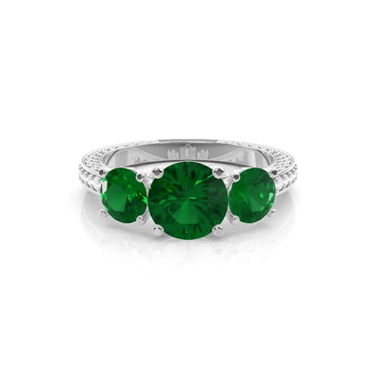 Prong Setting Round Emerald Vintage Ring