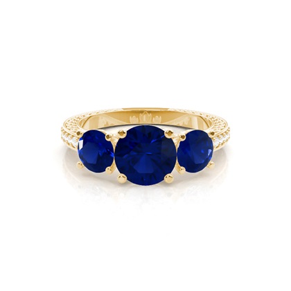 Prong Setting Round Blue Sapphire Vintage Ring