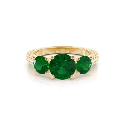 Prong Setting Round Emerald Vintage Ring