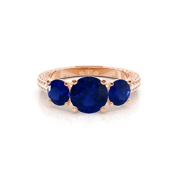 Prong Setting Round Blue Sapphire Vintage Ring
