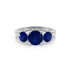 Prong Setting Round Blue Sapphire Vintage Ring
