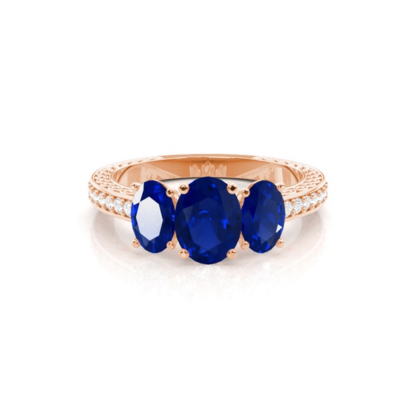 Prong Setting Oval Blue Sapphire Vintage Ring