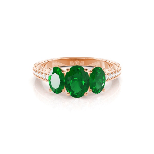 Prong Setting Oval Emerald Vintage Ring